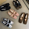Flat Bow Ballet Silver Belt Buckle Shoes