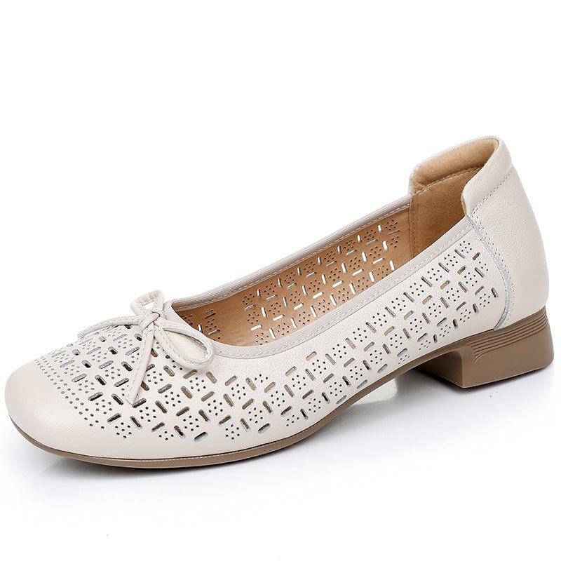 Summer Genuine Leather Breathable Low-cut Women's Shoes