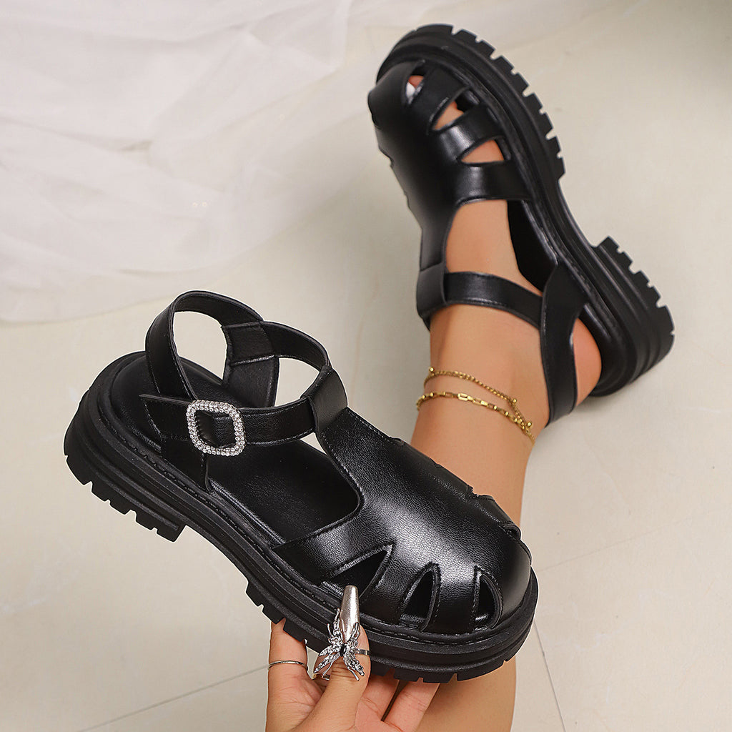 Sandals Summer New Style Back Empty Buckle Front Toe Cap Hollowed Women's Shoes