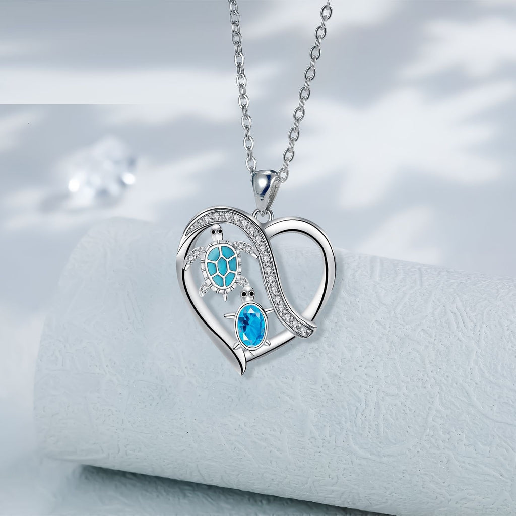 European And American Sea Turtle Cross Chain Necklace Surrounded By Love
