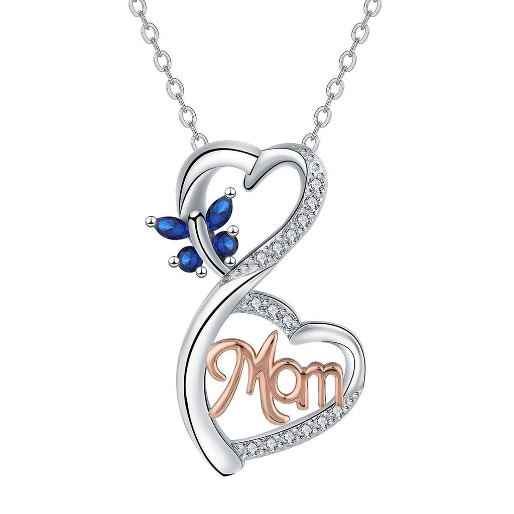 European And American High-grade Ornament Infinite Love Doppel Herz Butterfly Mom Necklace