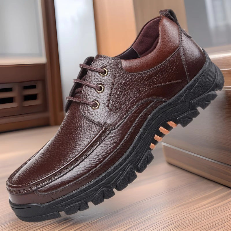 Casual Leather Shoes Men's Summer Breathable Non-stinky Feet Work Shoes