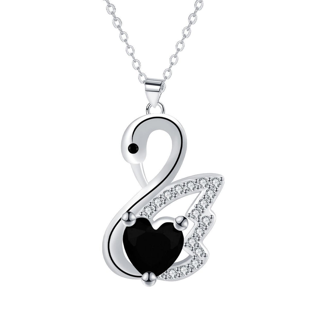 Fashion Simple Beautiful Black Swan Necklace Female With Hearts Zircon