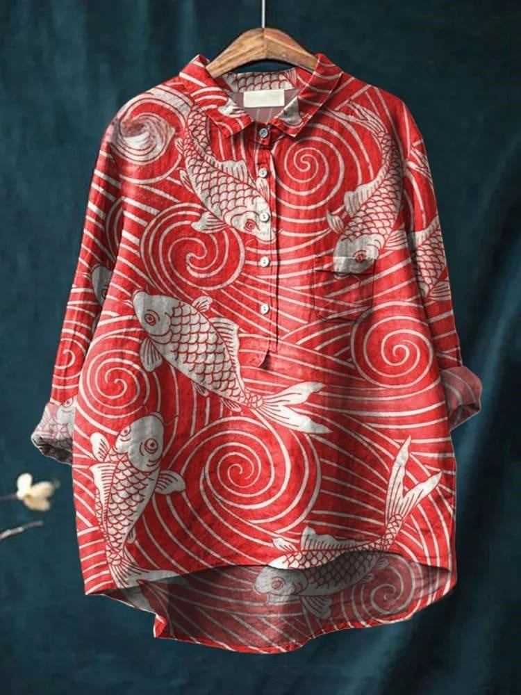 Women's Casual Floral Art Retro Loose Shirt