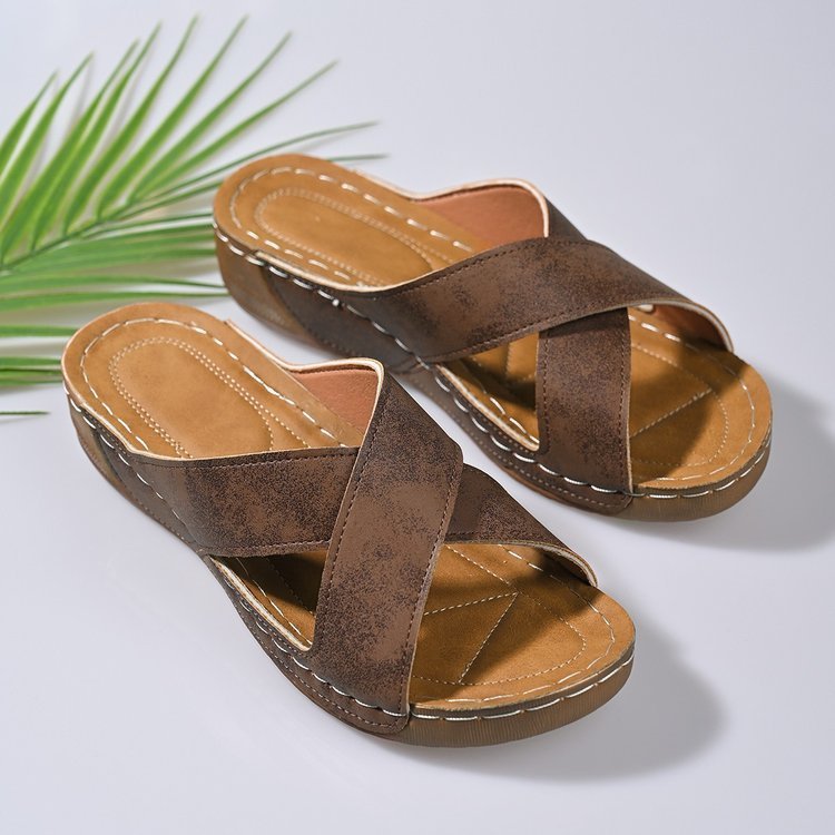 Women's Cross Wedge Platform Beach Casual Sandals
