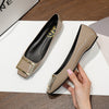 Square Buckle Flats Patent Leather Square Toe Low-cut Shoes