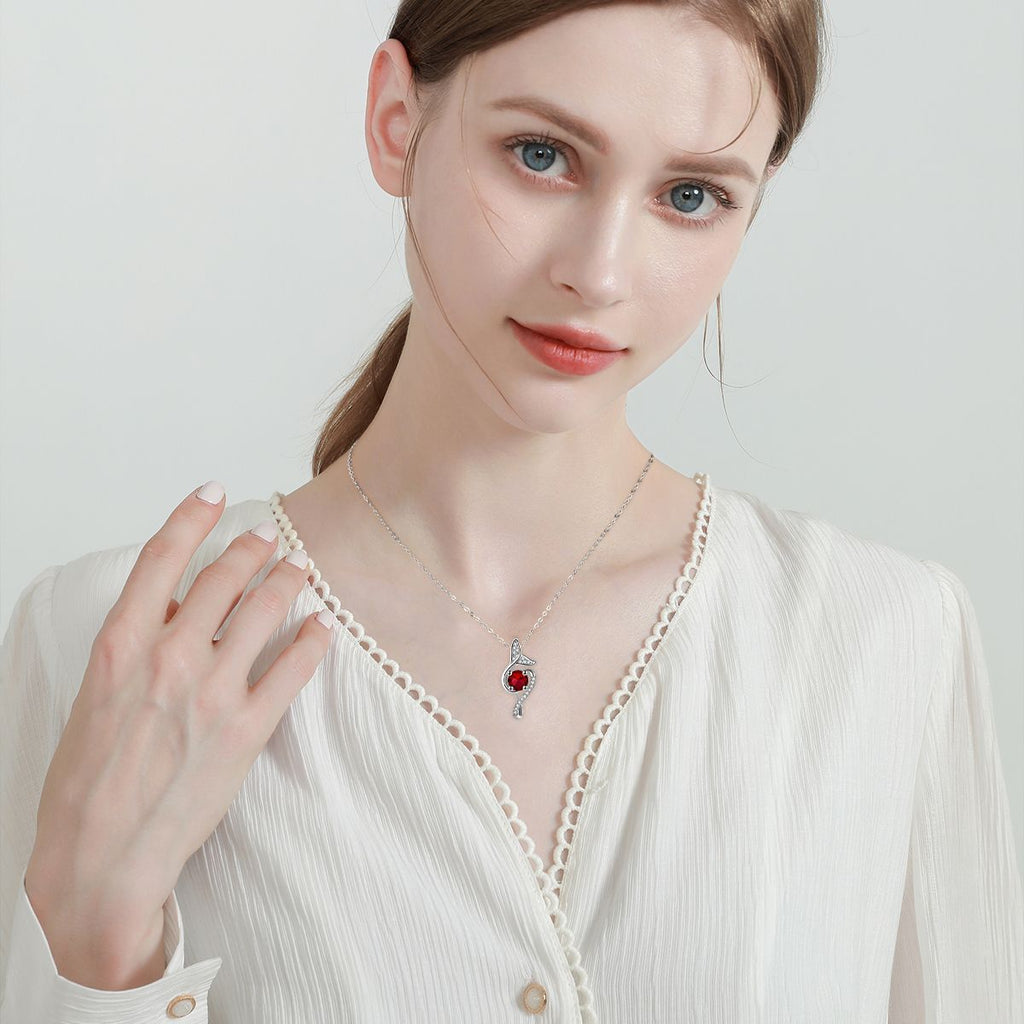 Fishtail Loving Heart Zircon Pendant Necklace Fashion Simple