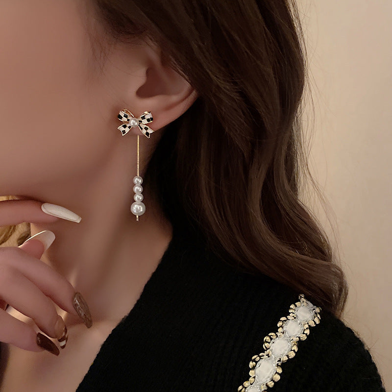 Women's New Pearl Bow Earrings