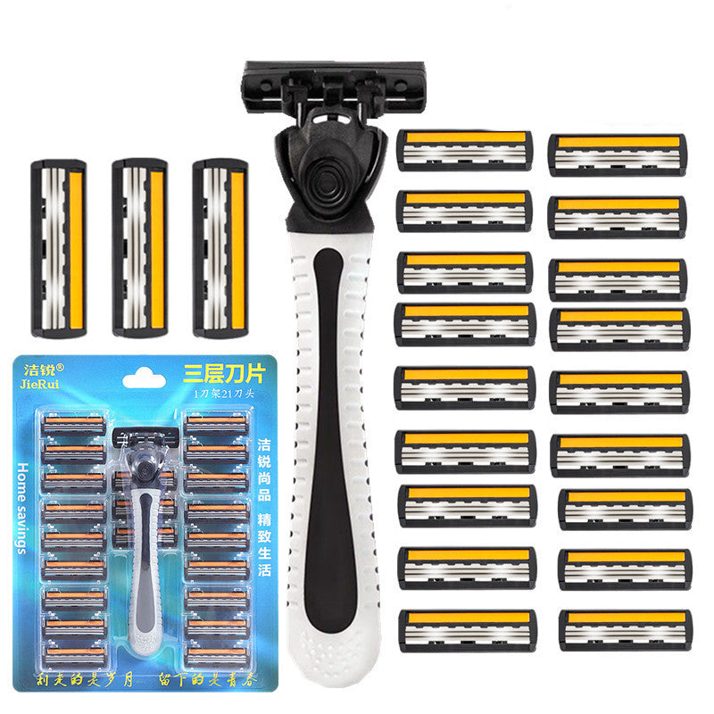 Stainless Steel Vintage Manual Three Layer Razor Blade Set