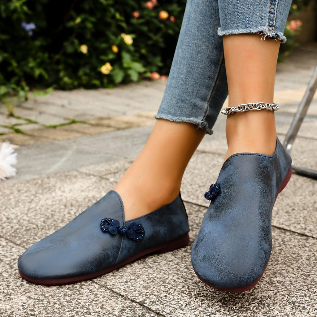 New Slippers Retro Buckle Closed-toe Slippers Women