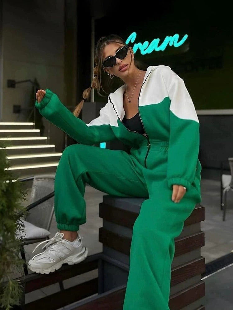 Women's European And American Style Sports Casual Contrast Color Jumpsuit