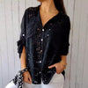 Women's Casual Hollow-out Design Pocket Long Sleeve Button-down Shirt