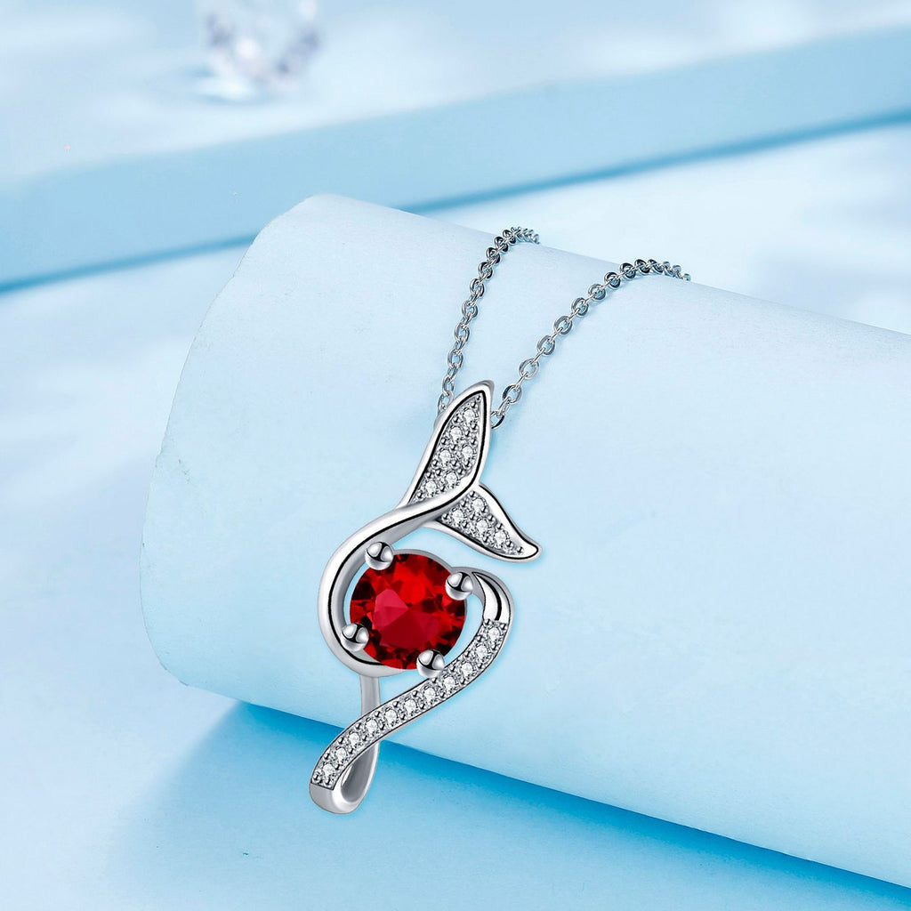 Fishtail Loving Heart Zircon Pendant Necklace Fashion Simple