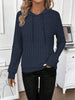 Casual Rib Sunken Stripe Pullover Hooded Long Sleeves Sweater