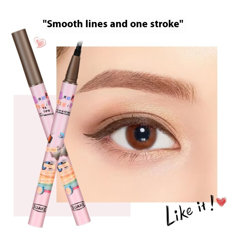 Semi-permanent Four-fork Liquid Water Eyebrow Pencil Waterproof