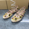 Women's Shoes Green Flower Embroidered Mesh Cloth Ballerina Flats New Guo Feng