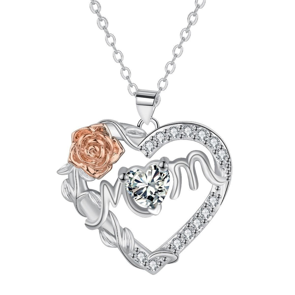 European And American Fashion Love Rose Necklace Women's Cross Chain Jewelry Ornament
