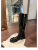 Washed Horse Leather Belt Buckle Thick Bottom Thigh High Boots Women