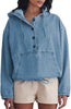 Women's Fashion Denim Hoodie Button Pullover Jacket
