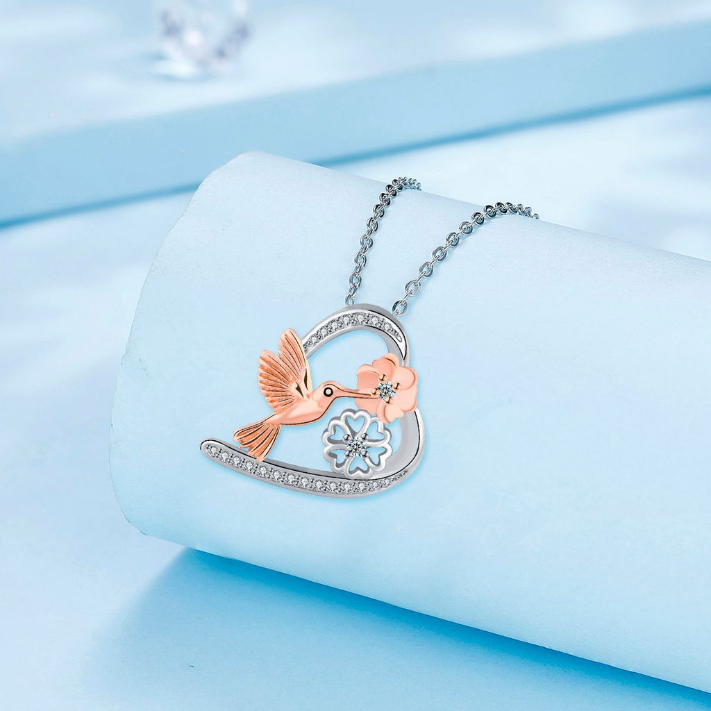 European And American Style Fresh Chrysanthemum Bird Ornament Love Necklace For Women