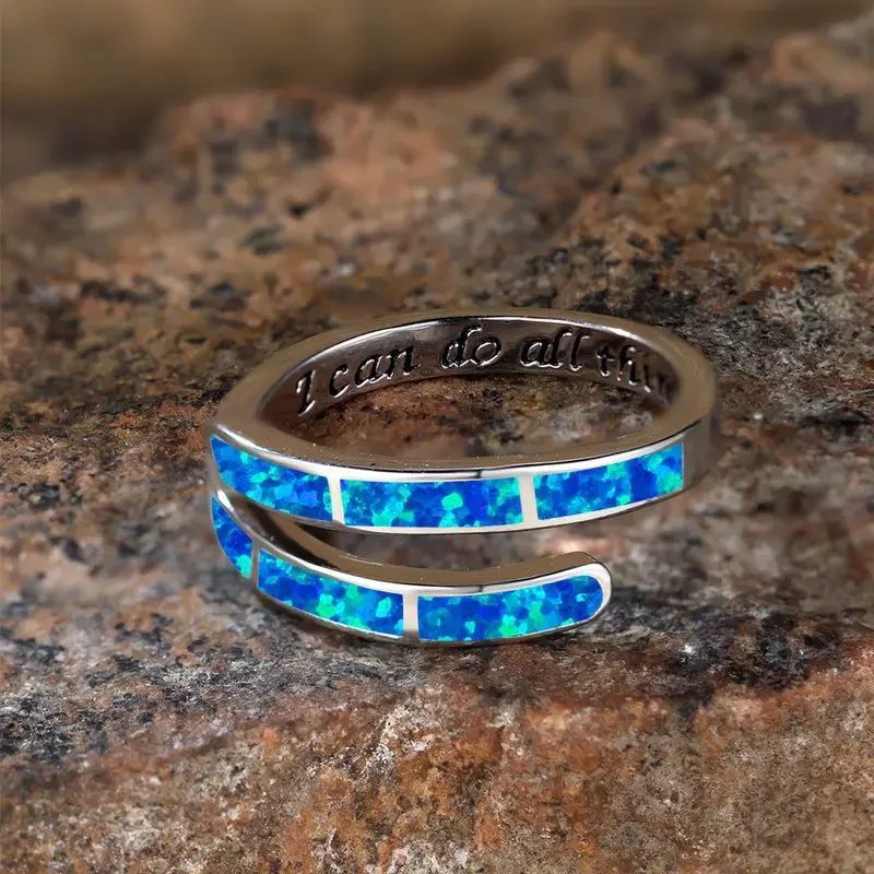 Female Ocean Color Fashionable Minimalist Style Ring