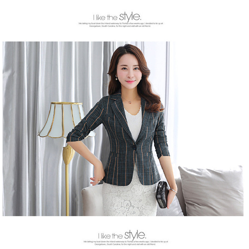 Striped Blazer women's Korean slim long sleeve suit small top