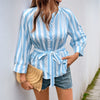 All-matching Striped Women's Three-quarter Sleeve Shirt Top