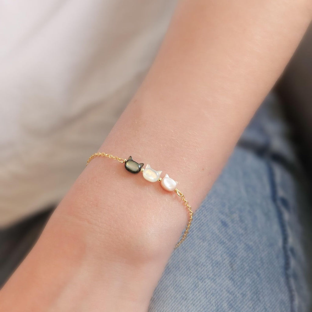 Women's Colorful Shell Cat Necklace Bracelet