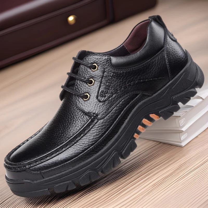 Casual Leather Shoes Men's Summer Breathable Non-stinky Feet Work Shoes