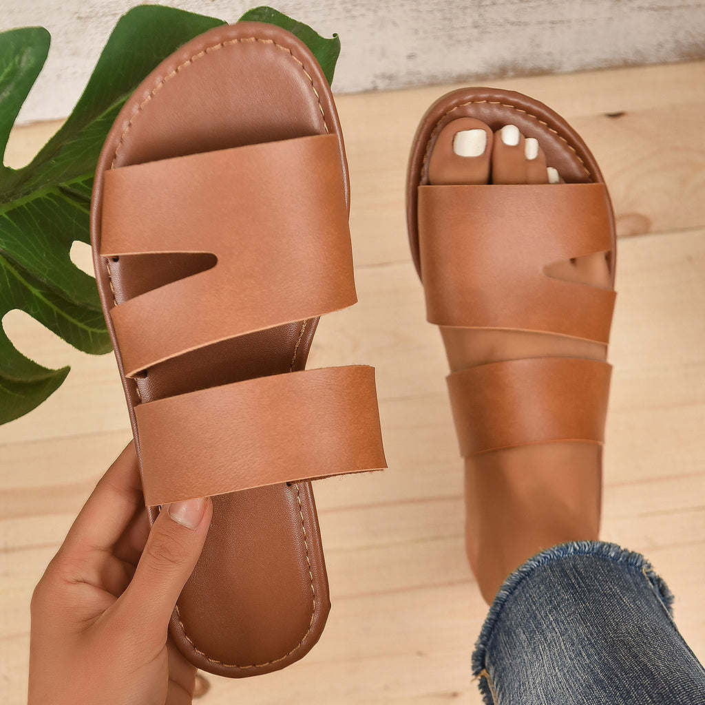 Casual Summer One-line Flat Plus Size Women's Slippers