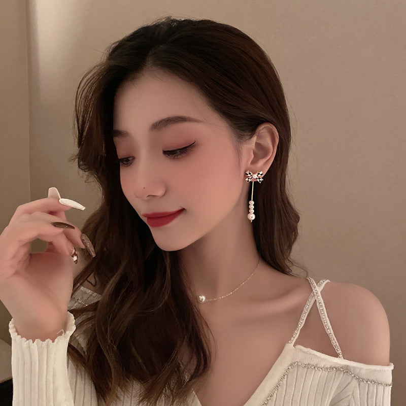 Women's New Pearl Bow Earrings