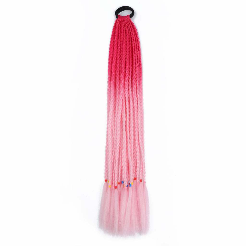 Wig Horse Tail Color Big Braid Chemical Fiber Three-strand Braid Gradient Color Hip Hop Braid Children's Color Small Braid