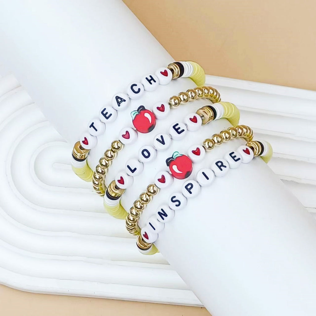 Letter Polymer Clay Beaded Bracelet