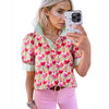 Printed Casual Loose Breathable Short Sleeve Shirt SpringSummer New V-neck