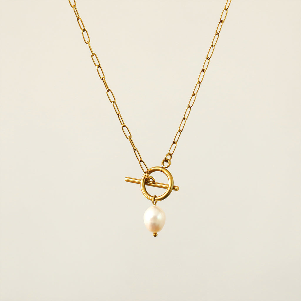 Hip Hop Necklace Women's Baroque Pearl Pendant Plated Real