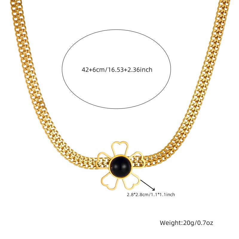 Fashion Stainless Steel Flower Cutout Necklace