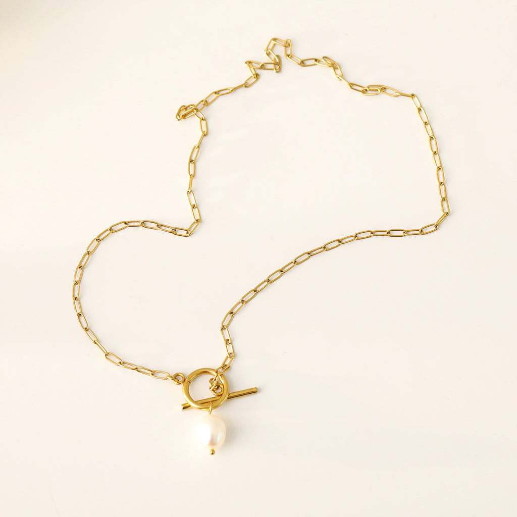 Hip Hop Necklace Women's Baroque Pearl Pendant Plated Real