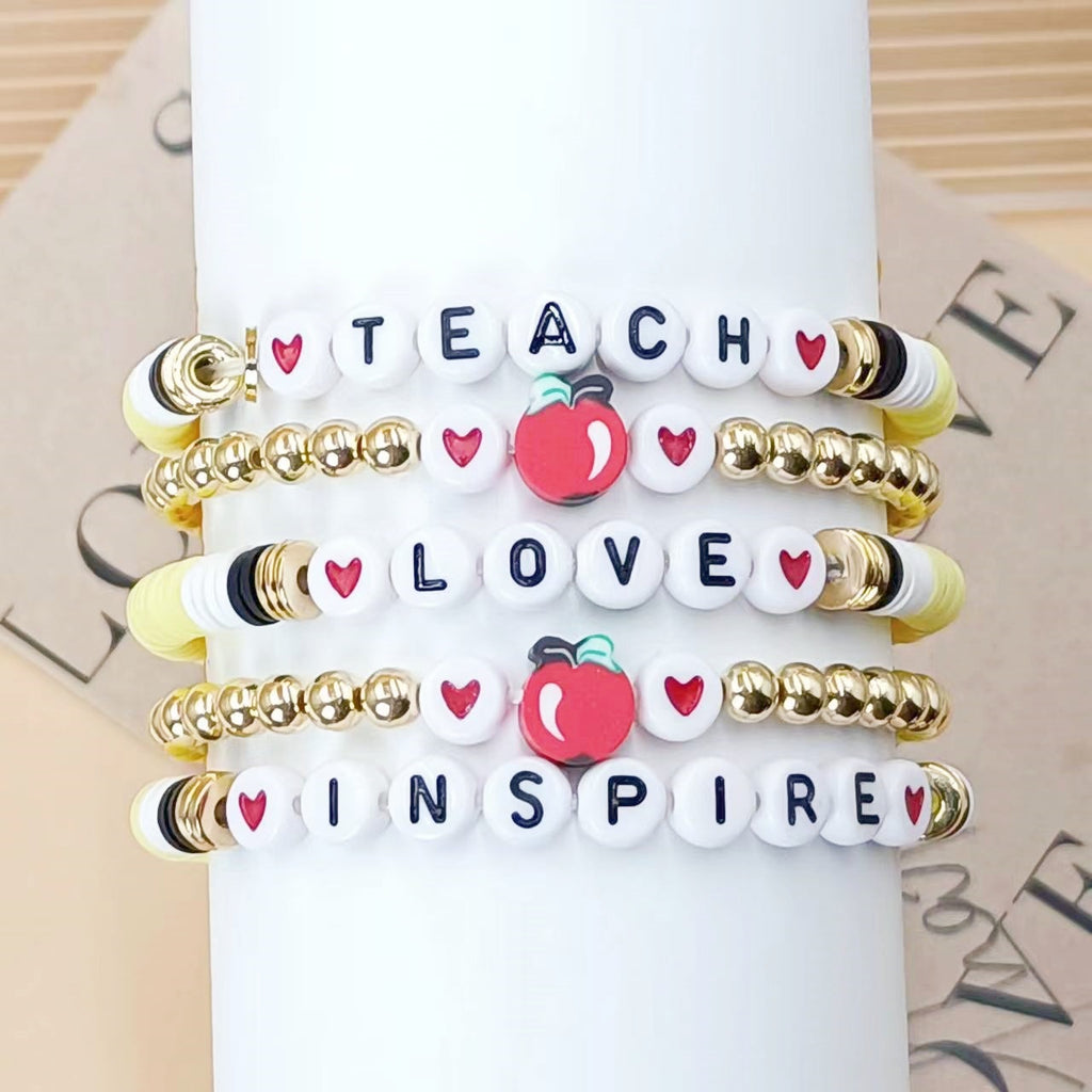 Letter Polymer Clay Beaded Bracelet