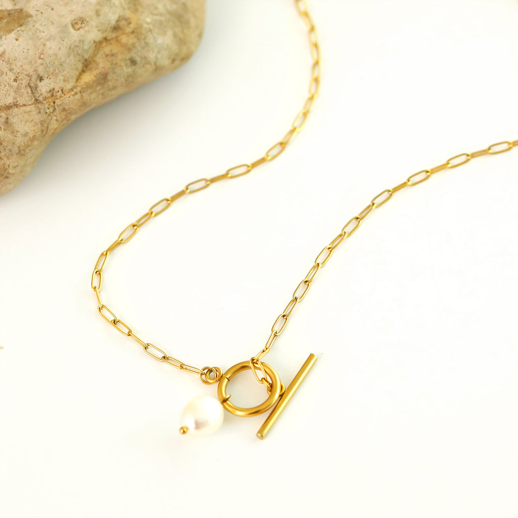 Hip Hop Necklace Women's Baroque Pearl Pendant Plated Real