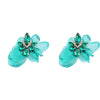 Ins Style Alloy Diamond-embedded Fabric Flower Earrings For Women