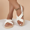Women's Flat Hemp Rope Embossed Elastic Strap Sandals