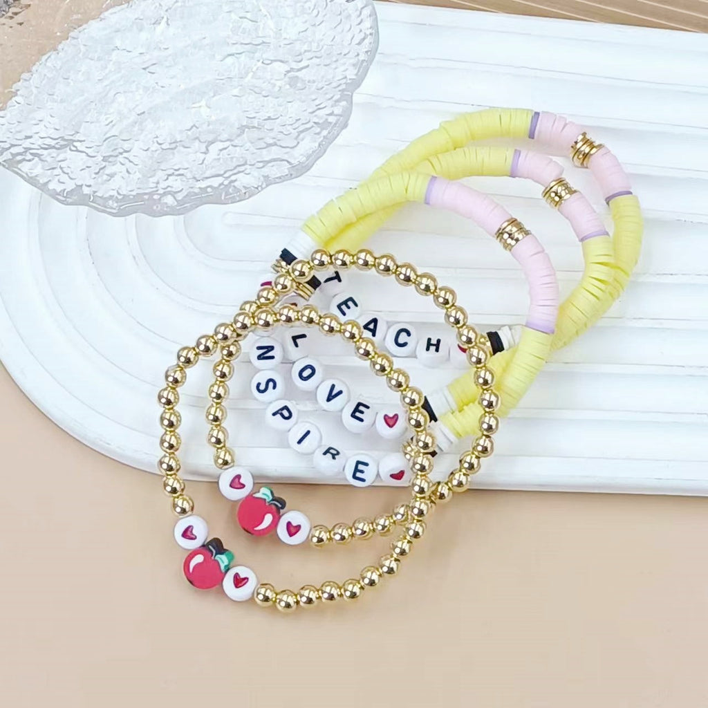 Letter Polymer Clay Beaded Bracelet