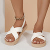 Women's Flat Hemp Rope Embossed Elastic Strap Sandals