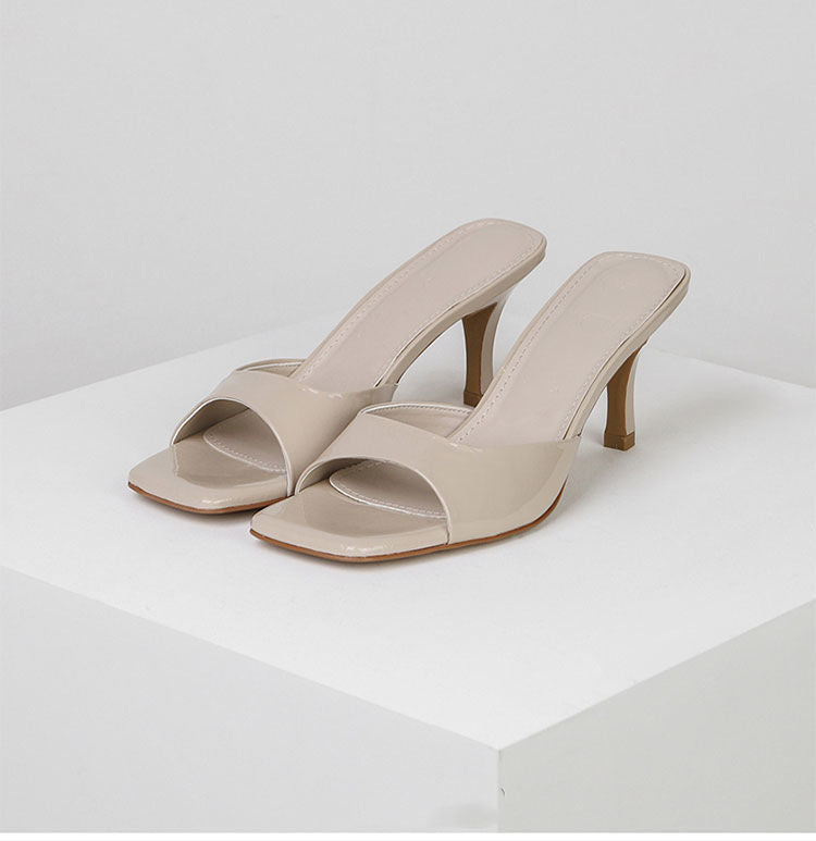 European And American Square Toe Stiletto Heel Fashion Sandals