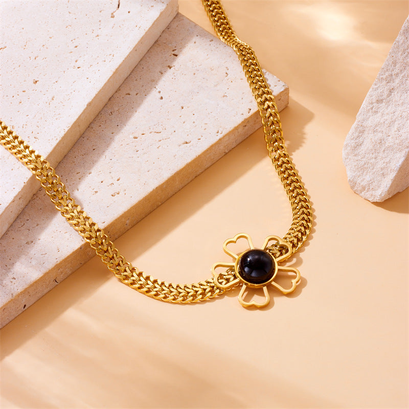 Fashion Stainless Steel Flower Cutout Necklace