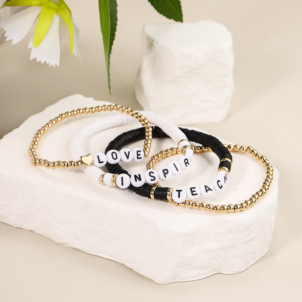 Handmade Beaded All-match Letters Combination Mixed Color Bracelet
