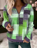 Printed V-neck Loose Zip Knitted Sweater