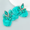 Ins Style Alloy Diamond-embedded Fabric Flower Earrings For Women
