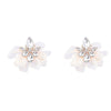 Ins Style Alloy Diamond-embedded Fabric Flower Earrings For Women