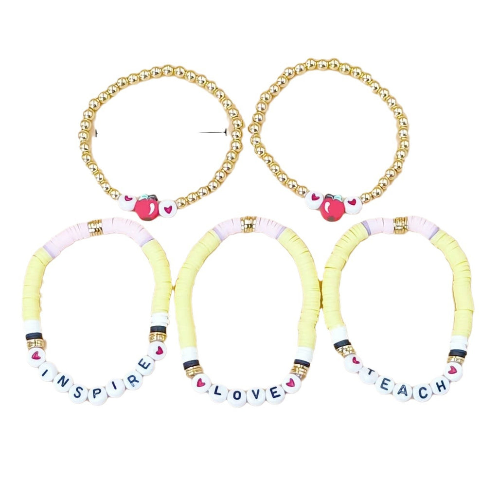 Letter Polymer Clay Beaded Bracelet